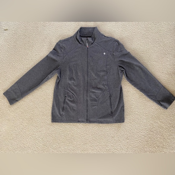 T by Talbots Women's Heathered Gray Zip-Up Jacket - Picture 4 of 8